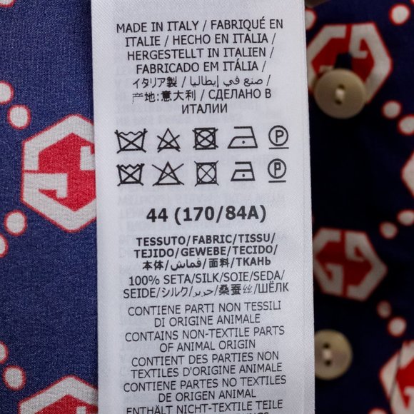 Gucci Navy and Red Monogram Silk Shirt - Picture 10 of 16